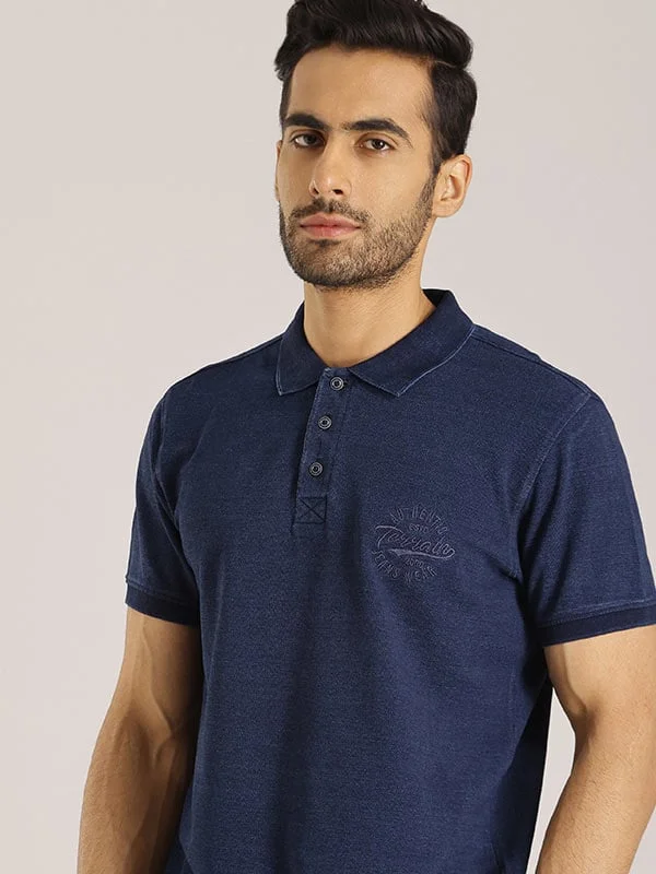 Men's wrinkle-resistant casual polo shirt-Men Solid Polo T-Shirt