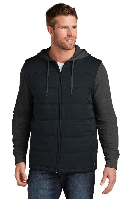 Men's versatile windbreaker-TravisMathew Mens Tides Up Wrinkle Resistant Full Zip Hooded Jacket - Black/Heather Black - New