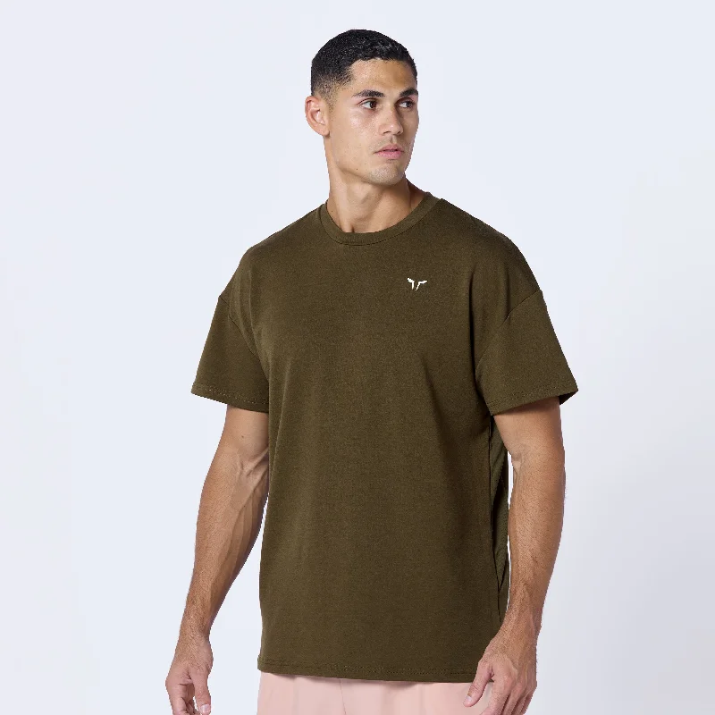 Men's heavyweight t-shirt-Essential Oversized Tee - Dark Olive