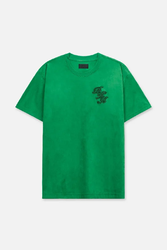 Men's heavyweight t-shirt-COLIN OVERSIZED SHORT SLEEVE TEE | GREEN SCRIPT LOGO