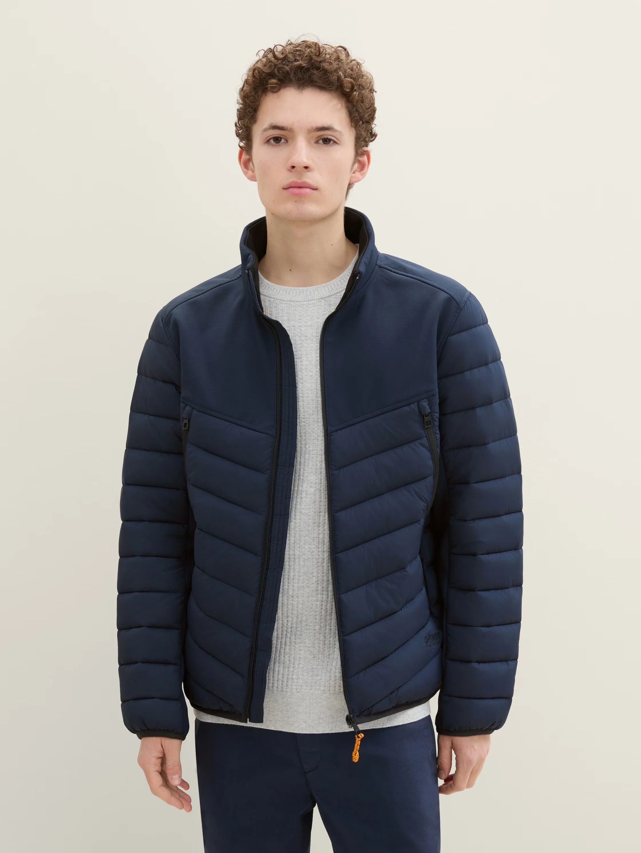 Men's versatile leather jacket-Tom Tailor Hybrid Quilted Navy Jacket