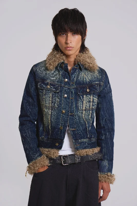 Men's breathable puffer jacket-Shaggy Denim Jacket