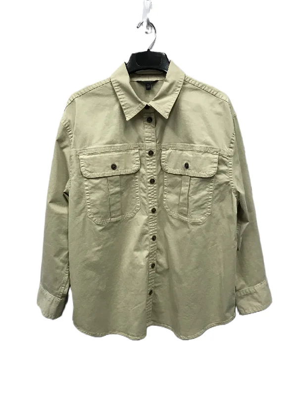 Men's fashion-forward raincoat-Tan Jacket Shirt By Banana Republic, Size: L