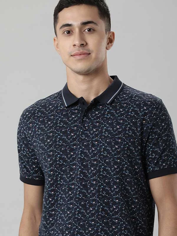 Men's breathable travel polo shirt-Men Printed Polo T-Shirt