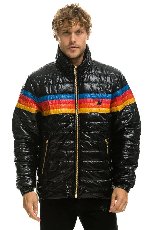 Men's eco-friendly fleece jacket-4 STRIPE TRAVELER JACKET - GLOSSY BLACK