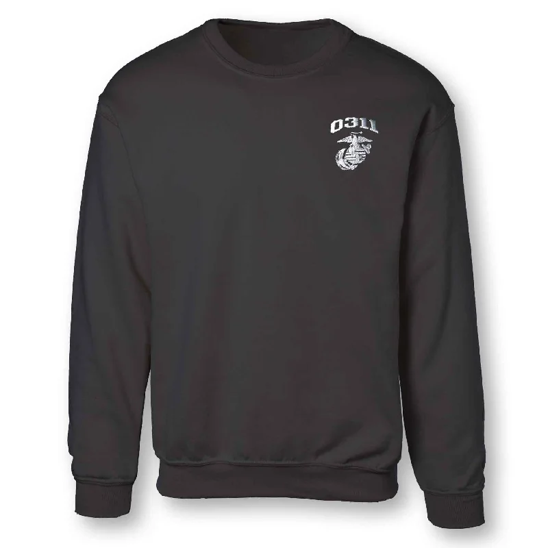 Men's tennis sweatshirt-Marine Corps MOS Embroidered Sweatshirt - Black with Gray