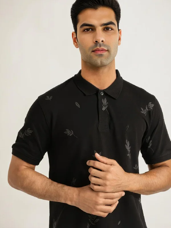 Men's naturally breathable polo shirt-Men Printed Polo T-Shirt