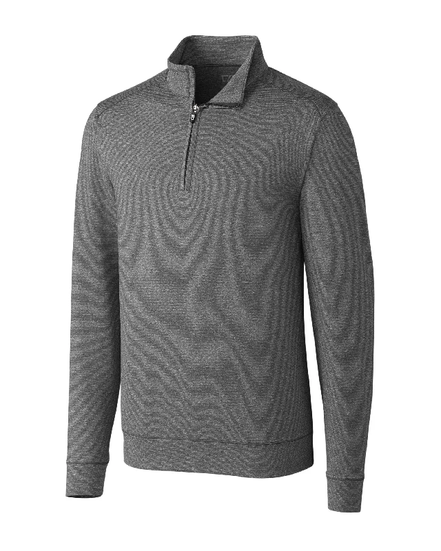 Men's tech-fabric sweatshirt-Cutter & Buck Shoreline Heathered Quarter Zip Mens Pullover