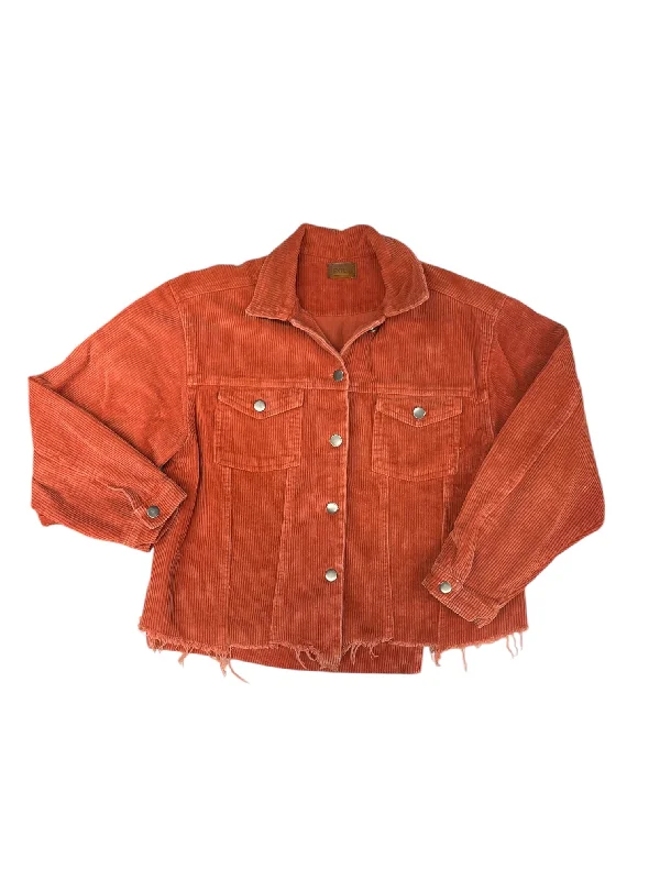 Men's breathable puffer jacket-Jacket Denim By Pol In Orange, Size: S