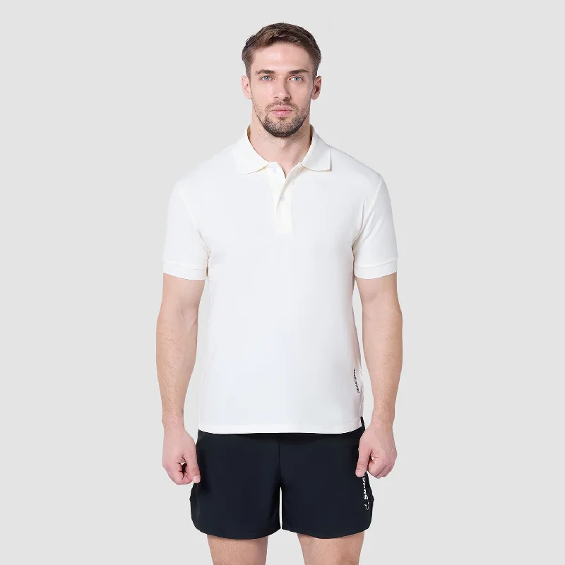 Men's organic fabric t-shirt-Core Over Achiever Polo - Pearl White