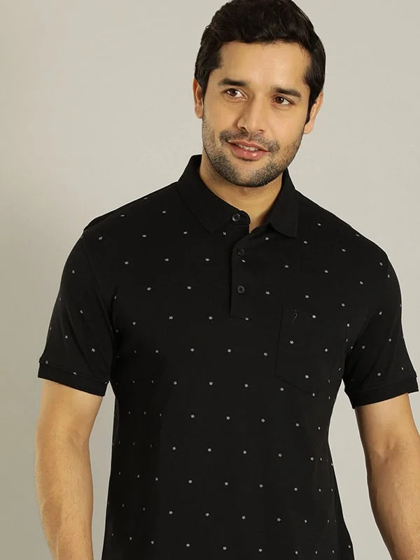 Men's wrinkle-free office wear polo shirt-Men Printed Polo T-Shirt