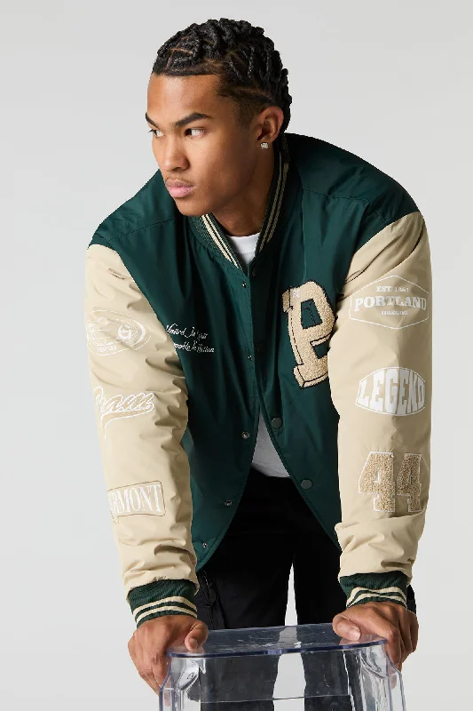 Men's fashion-forward utility jacket-Varsity Bomber Jacket