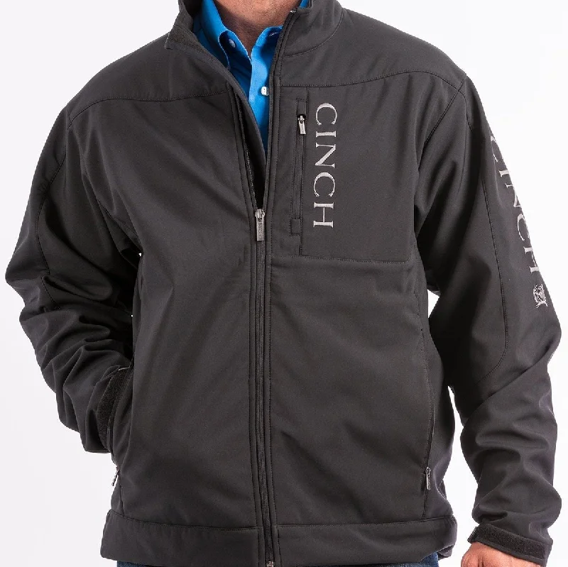 Men's eco-conscious windbreaker-Cinch Men's Logo Concealed Carry Bonded Jacket in Black