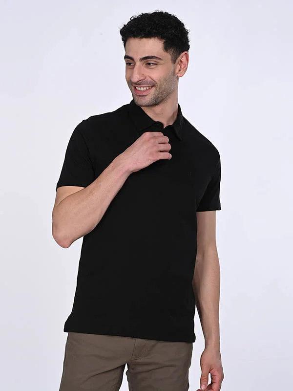 Men's performance travel wear polo shirt-Men Solid Polo T-Shirt