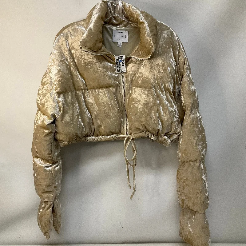 Men's weather-resistant trench coat-Jacket Puffer & Quilted By Fashion Nova In Gold, Size: L