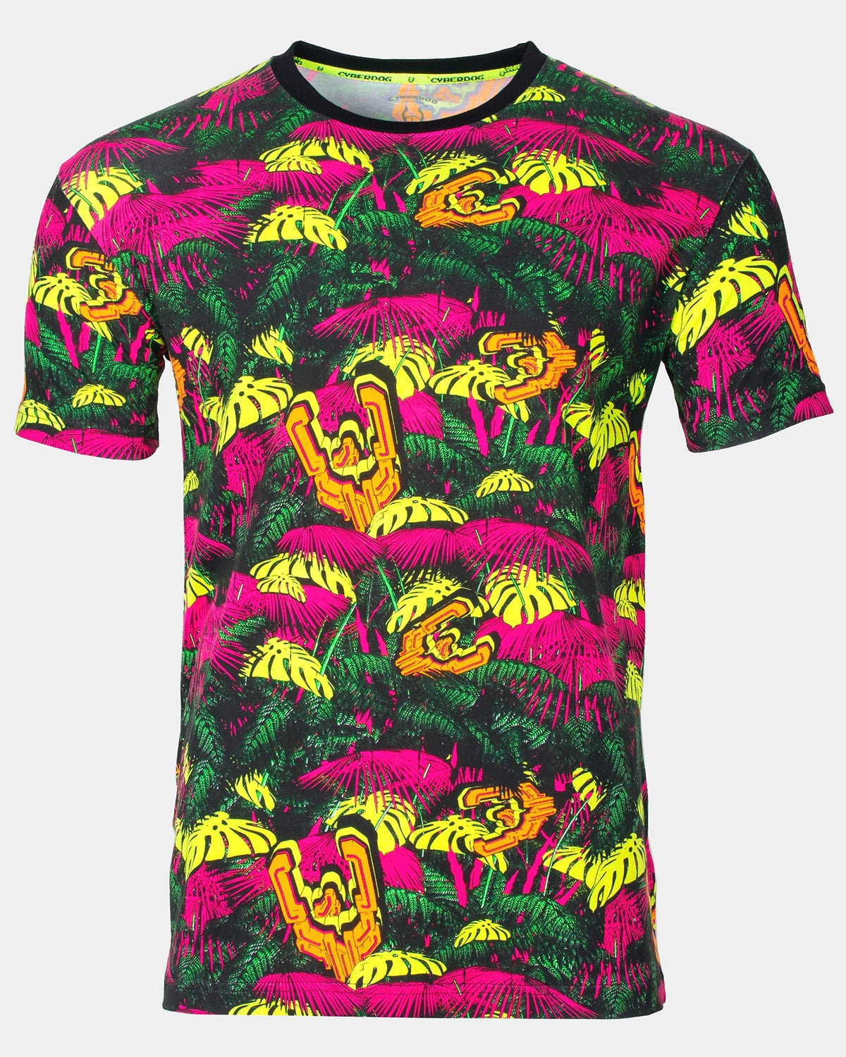 Men's eco-friendly fabric t-shirt-NEON JUNGLE UV REACTIVE T-SHIRT MENS