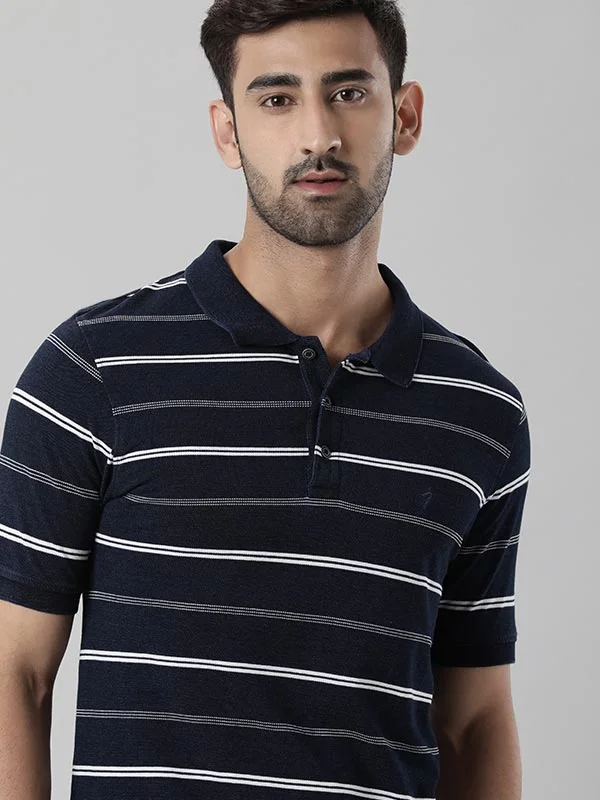 Men's tech-fabric travel polo shirt-Men Striped Polo T-Shirt