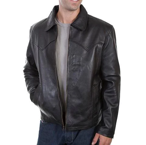 Men's high-performance windbreaker-Scully Men's Western Yoke Concealed Carry Leather Jacket in Black