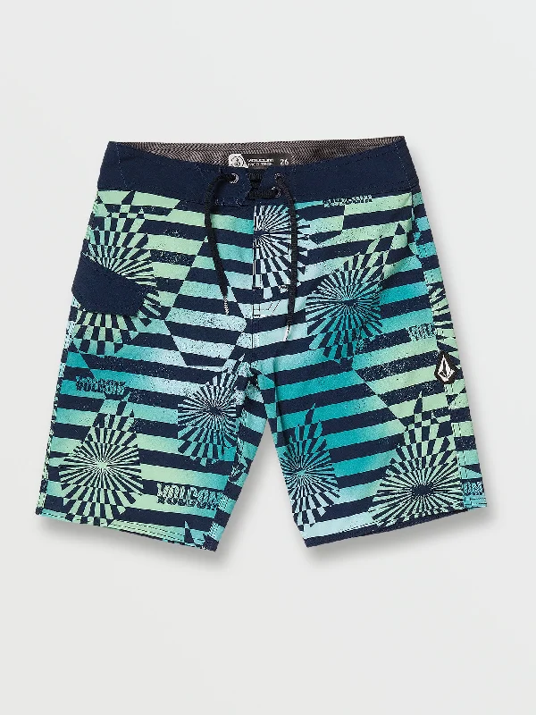 Men's gym-ready casual shorts-Big Boys Stone Stripe Mod-Tech Trunks - Teal Green