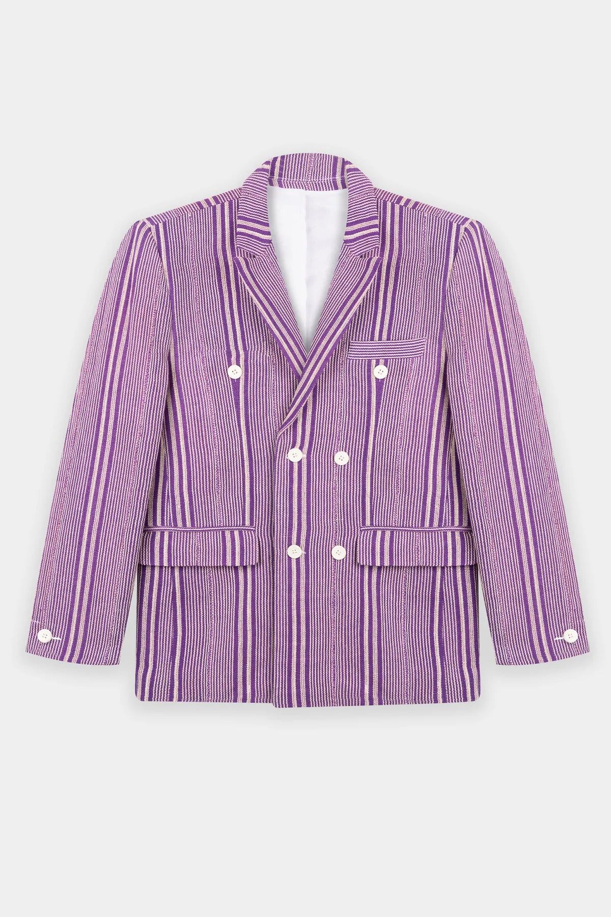 Men's wrinkle-free raincoat-Baba V Double Breasted Suit Jacket - Purple