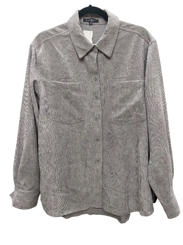 Men's weatherproof fleece jacket-Jacket Shirt By Velvet Heart In Grey, Size: Xl