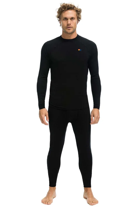 Men's organic windbreaker-MEN'S MICRO MODAL BASE LAYER SET - BLACK