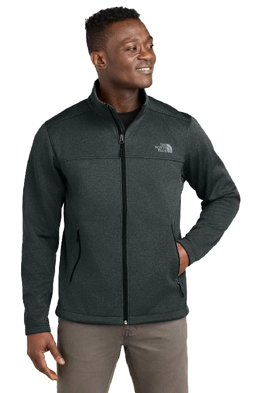 Men's organic trench coat-The North Face Mens Ridgewall Wind & Water Resistant Soft Shell Full Zip Jacket - Heather Dark Grey - New