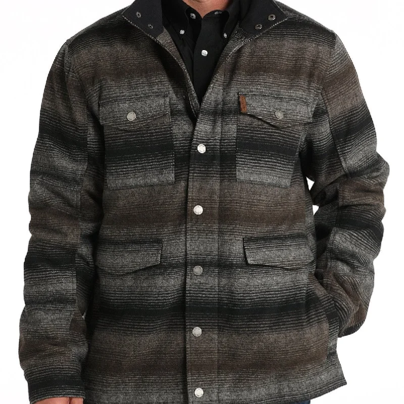 Men's ultra-breathable utility jacket-Cinch Men's Southwest Striped Frontier Coat in Gray