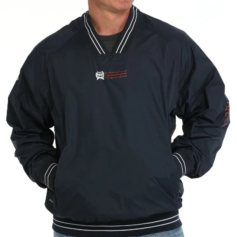 Men's wrinkle-free field jacket-Cinch Men's Vintage Nylon Pullover Windbreaker in Navy