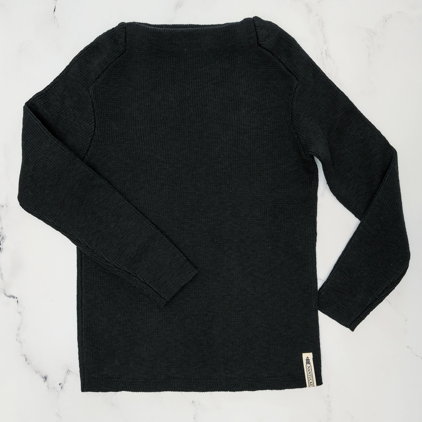 Men's retro knit-Black Boatneck Sweater