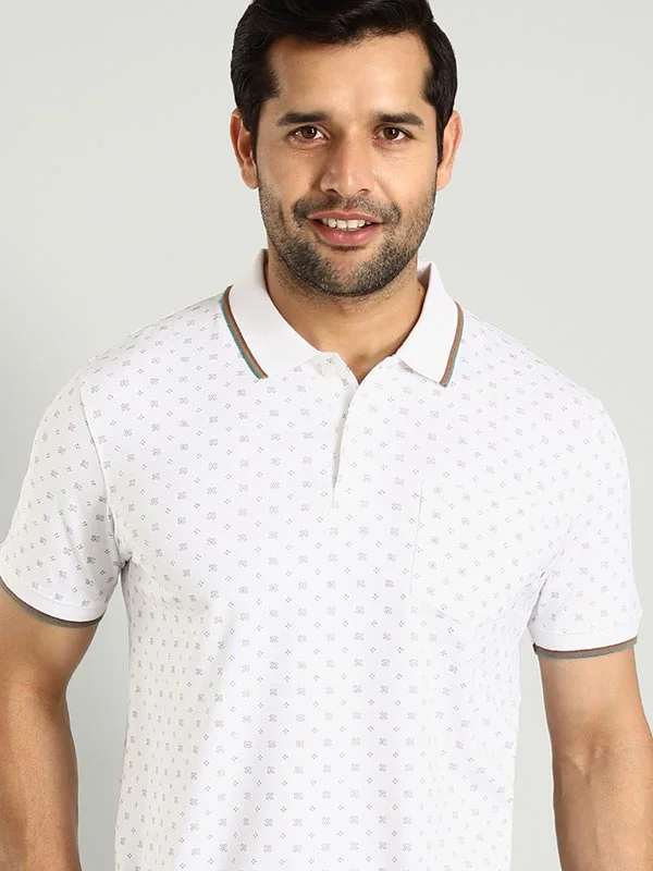 Men's organic gym polo shirt-Men Printed Polo T-Shirt