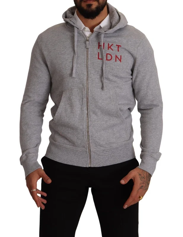 Men's breathable knit-Hackett  Full Zip Hooded Cotton Sweatshirt Men's Sweater