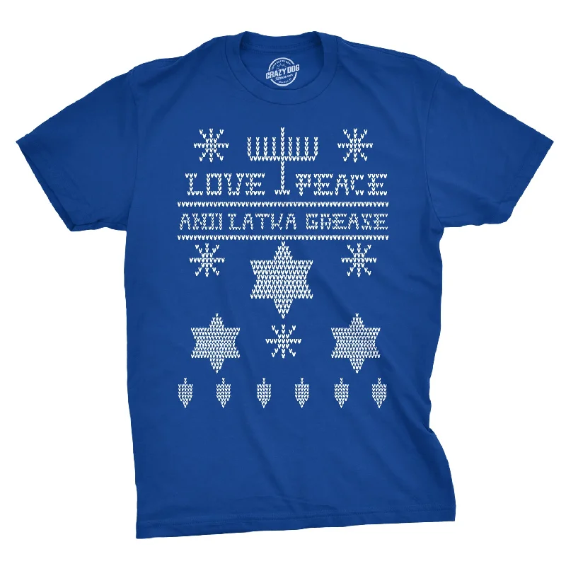 Men's minimalist design t-shirt-Ugly Hanukkah Sweater Men's T Shirt