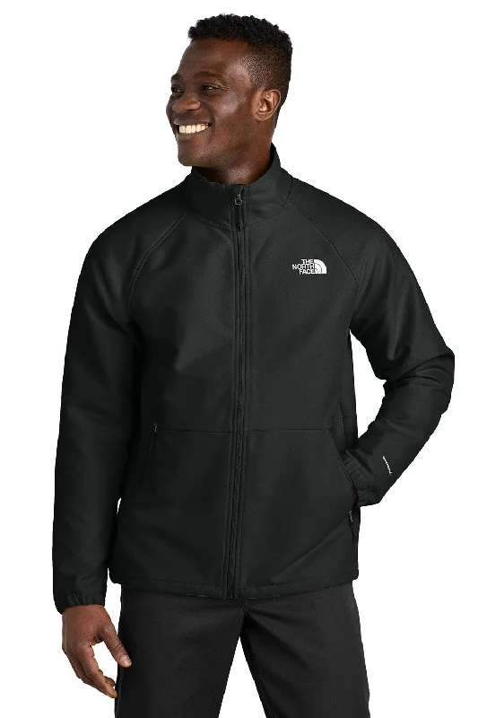 Men's relaxed fit utility coat-The North Face Mens Barr Lake Water Resistant Soft Shell Full Zip Jacket - Heather Black - New