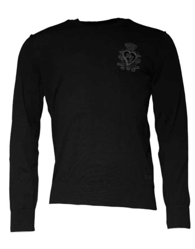 Men's sporty knit-Dolce & Gabbana Crown Heart Crew Neck Pullover Men's Sweater (Pre-Owned)