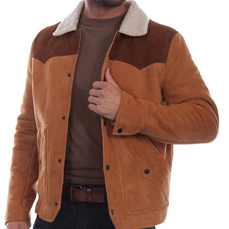 Men's fashion-forward utility jacket-Scully Men's Suede Leather Jacket in Tan