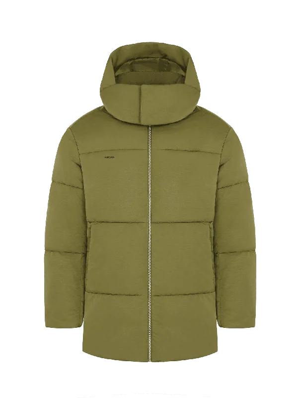 Men's fashionable bomber-Mens DNA Flower-Warmth Long Puffer—highland green