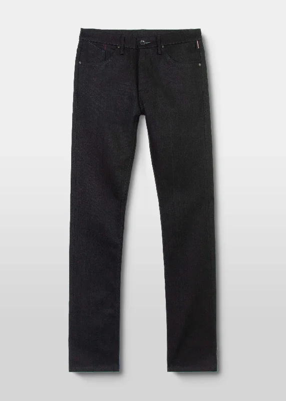 Men's quick-dry work pants-Matias Denim Sol Slim Taper- Italian Stretch Denim in Noir