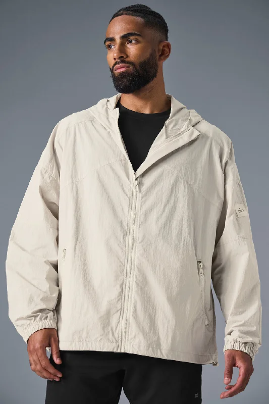 Men's eco-conscious raincoat-Vantage Nylon Ripstop Track Jacket - Bone