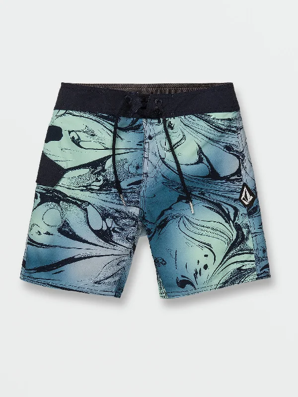 Men's eco-friendly workout shorts-Little Boys Marble Stripe Mod Trunks - Aged Indigo