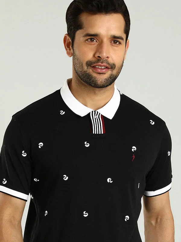 Men's sustainable office polo shirt-Men Printed Polo T-Shirt