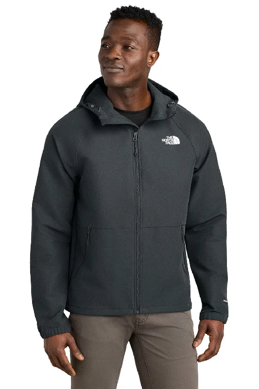 Men's gym-ready trench coat-The North Face Mens Barr Lake Water Resistant Soft Shell Full Zip Hooded Jacket - Heahter Dark Asphalt Grey - New