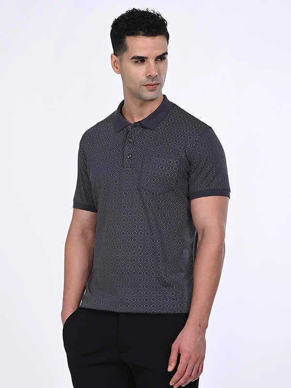 Men's sporty office polo shirt-Men Printed Polo T-Shirt