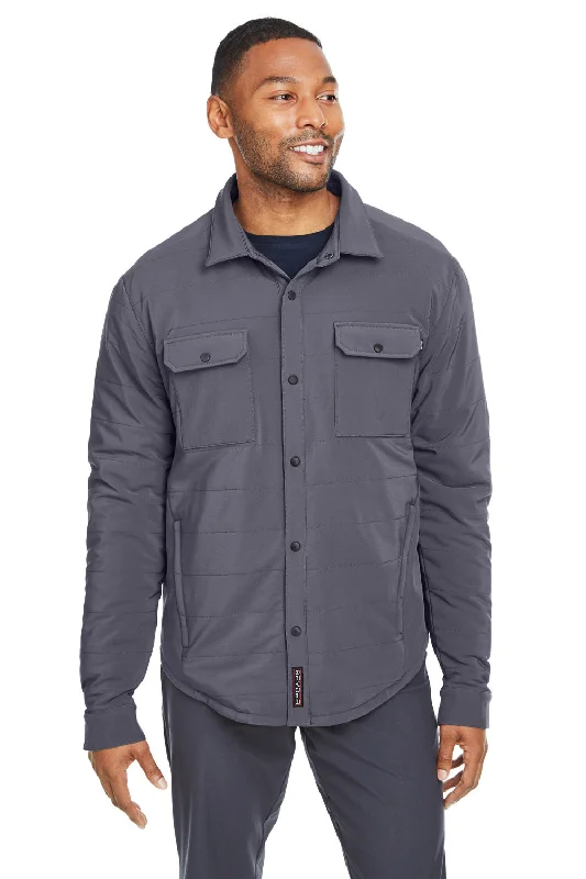 Men's eco-friendly fleece jacket-Spyder Mens Transit Full Snap Down Shirt Jacket - Polar Grey