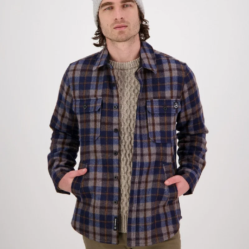 Men's antibacterial utility jacket-Kiaraki V3 Wool Shacket - Trail Check