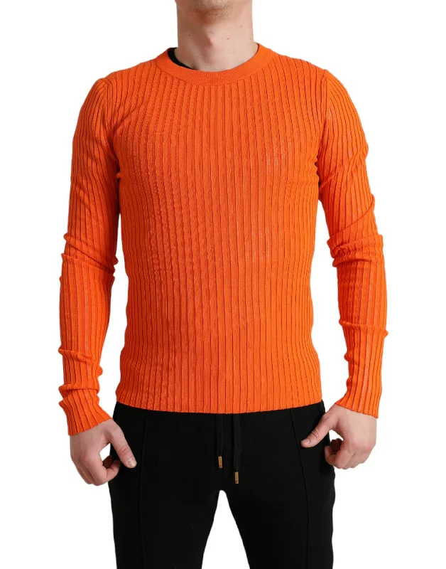 Men's full-zip sweater-Dolce & Gabbana Sleek Sunset Knitted Pullover Men's Sweater