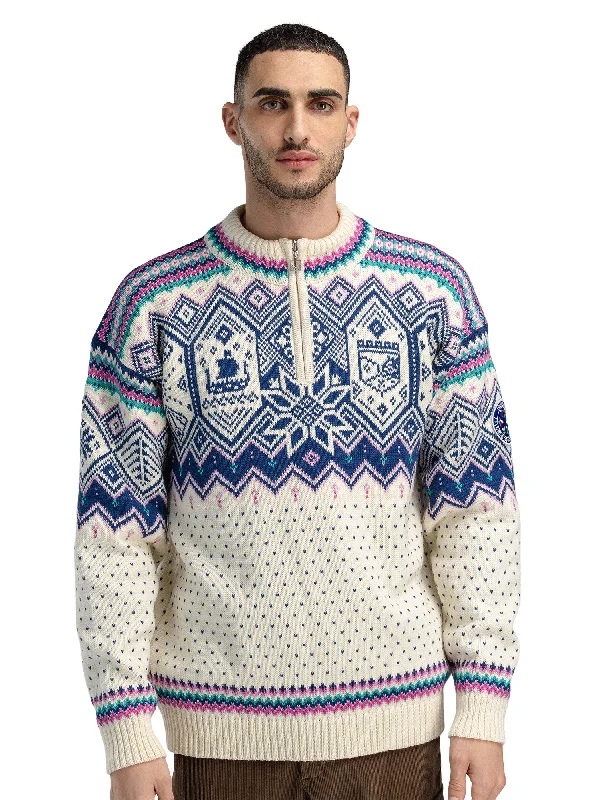 Men's outdoor knit-Dale of Norway - VM Trondheim Men's Sweater - Off-White/Indigo