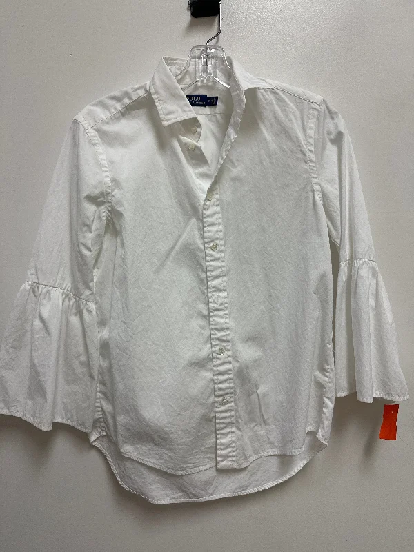 Men's weatherproof office polo shirt-Blouse Long Sleeve By Polo Ralph Lauren In White, Size: Xs