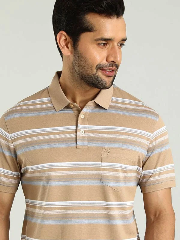 Men's fashion-forward performance polo shirt-Men Striped Polo T-Shirt