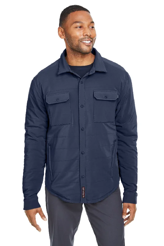 Men's high-stretch softshell jacket-Spyder Mens Transit Full Snap Down Shirt Jacket - Frontier Blue